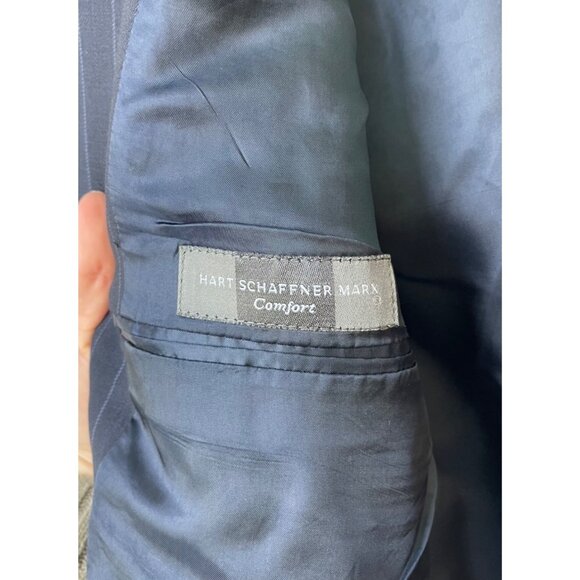 Hart Schaffner Marx Comfort‎ Blazer 46R Navy Blue Striped Old Money Quiet Luxury - Picture 7 of 10